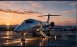 Business aircraft on ramp